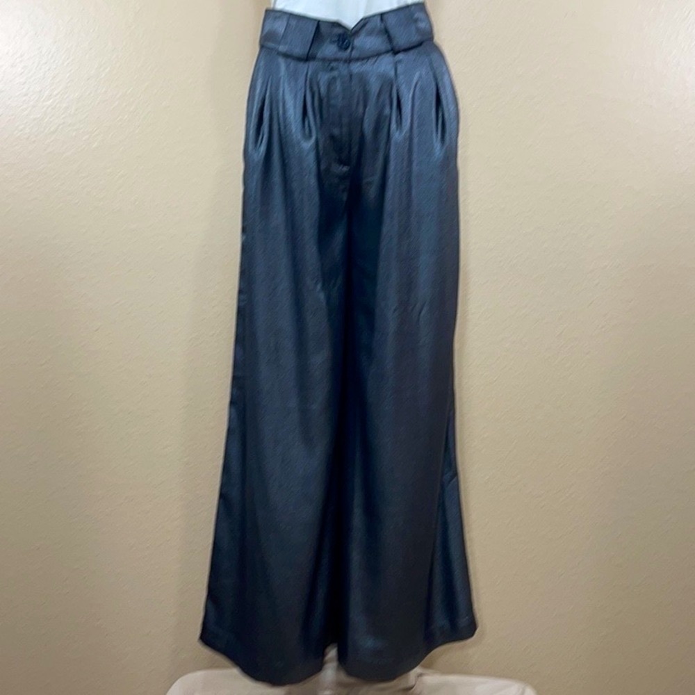 🌱 NWT L’Acqdemie High Waist Wide Leg Metallic Pants